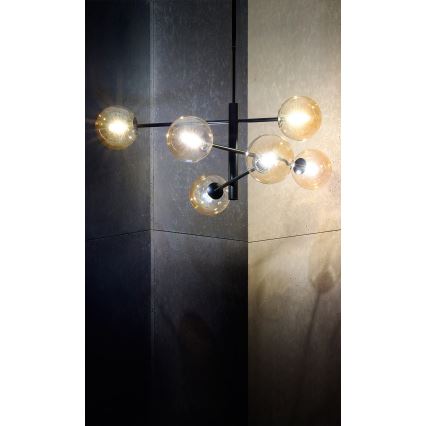 Hanglamp aan een paal ORO 6xG9/12W/230V zwart/goud