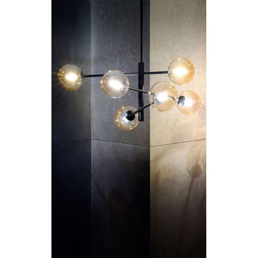 Hanglamp aan een paal ORO 6xG9/12W/230V zwart/goud