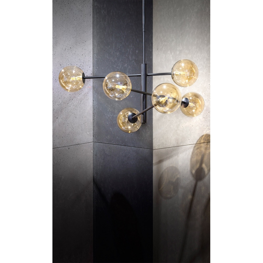 Hanglamp aan een paal ORO 6xG9/12W/230V zwart/goud