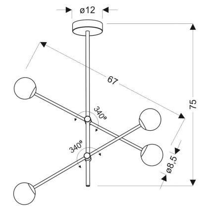 Hanglamp aan een paal PAKSOS 4xG9/5W/230V grijs