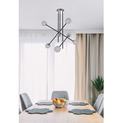 Hanglamp aan een paal PAKSOS 6xG9/5W/230V zwart