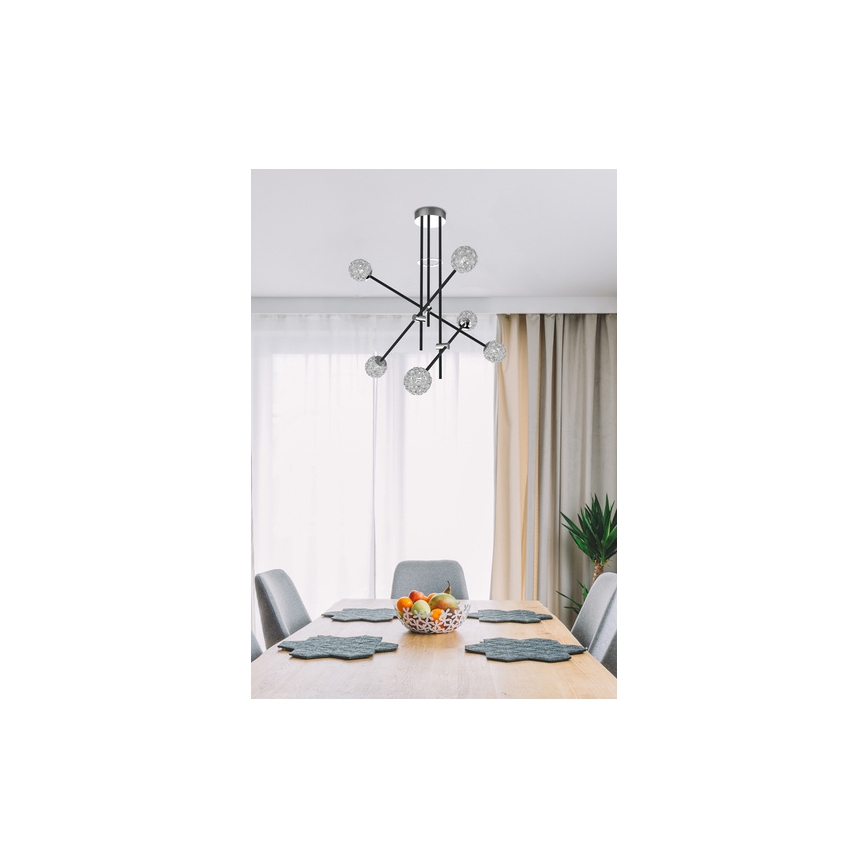 Hanglamp aan een paal PAKSOS 6xG9/5W/230V zwart