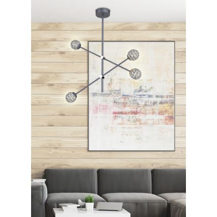 Hanglamp aan een paal PAKSOS 6xG9/5W/230V zwart