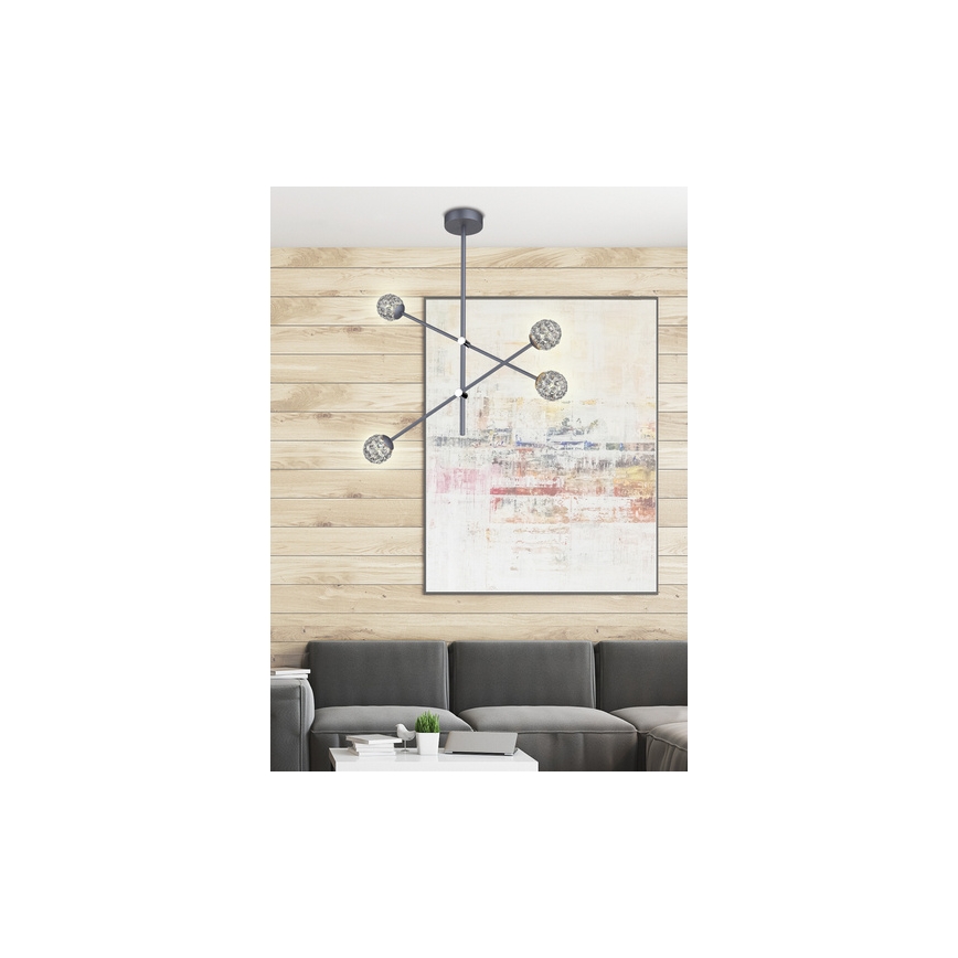 Hanglamp aan een paal PAKSOS 6xG9/5W/230V zwart