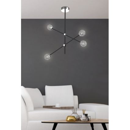 Hanglamp aan een paal PAKSOS 6xG9/5W/230V zwart