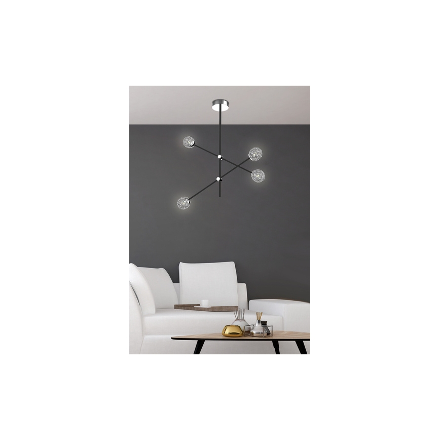 Hanglamp aan een paal PAKSOS 6xG9/5W/230V zwart