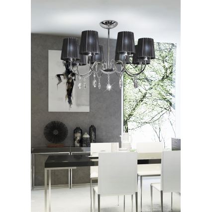 Hanglamp aan een paal SORENTO 8xE14/40W/230V zwart