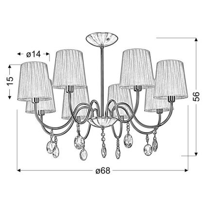 Hanglamp aan een paal SORENTO 8xE14/40W/230V zwart