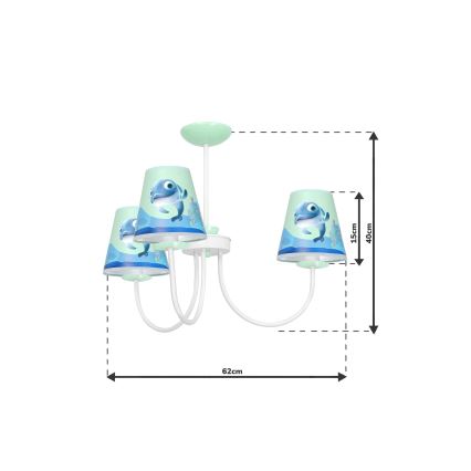 Hanglamp aan een paal voor Kinderen DOLPHIN 3xE14/40W/230V