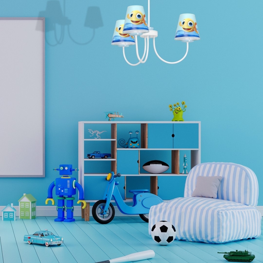 Hanglamp aan een paal voor Kinderen FISH 3xE14/40W/230V
