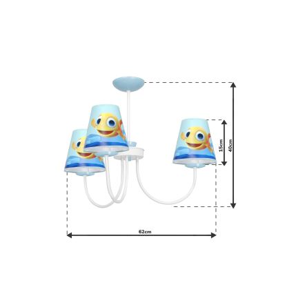 Hanglamp aan een paal voor Kinderen FISH 3xE14/40W/230V