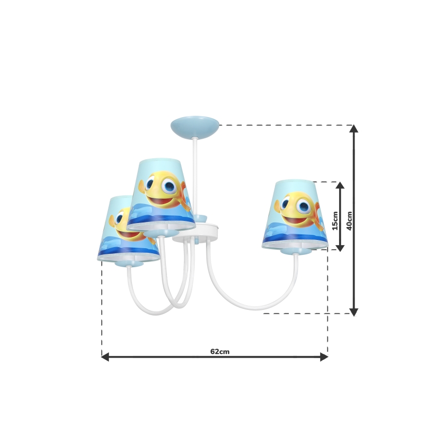 Hanglamp aan een paal voor Kinderen FISH 3xE14/40W/230V