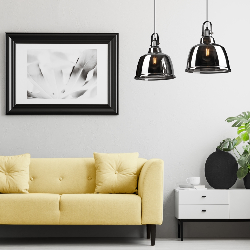 Hanglamp aan een touwtje LEA 2xE27/60W/230V glanzend chroom