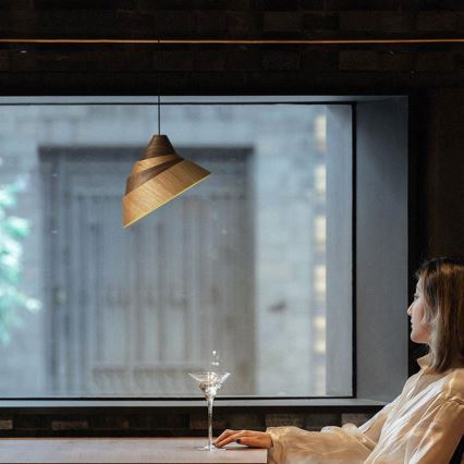 Hanglamp aan kabel 1xE27/60W/230V Ø 33 cm massief/eiken/notenhout/rubberboomhout