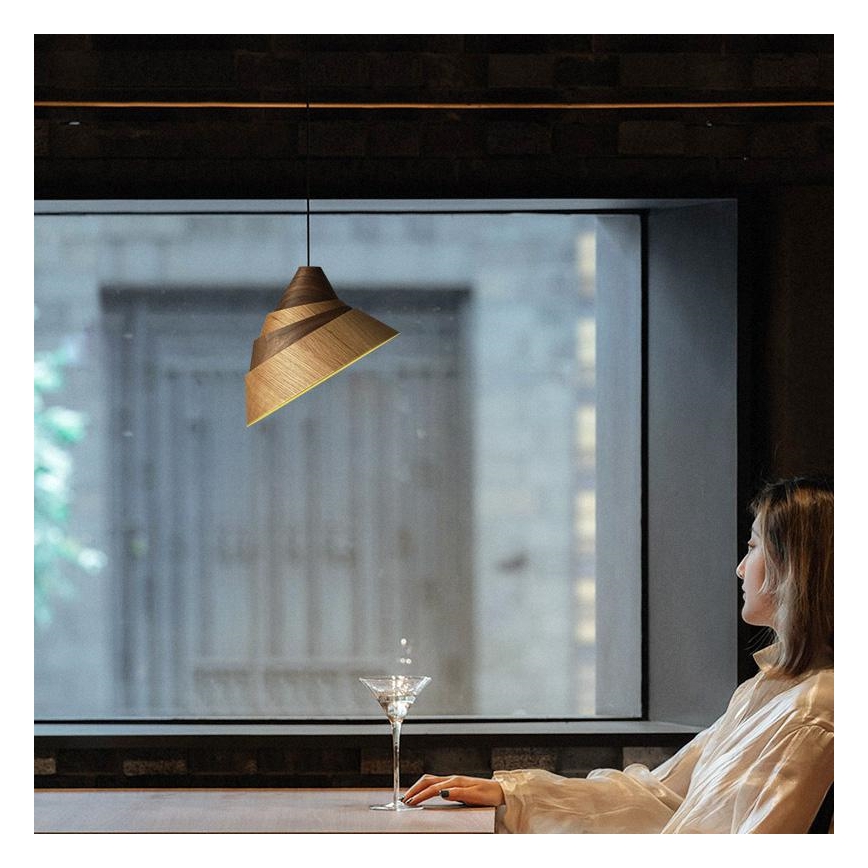 Hanglamp aan kabel 1xE27/60W/230V Ø 33 cm massief/eiken/notenhout/rubberboomhout