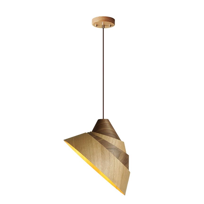 Hanglamp aan kabel 1xE27/60W/230V Ø 33 cm massief/eiken/notenhout/rubberboomhout