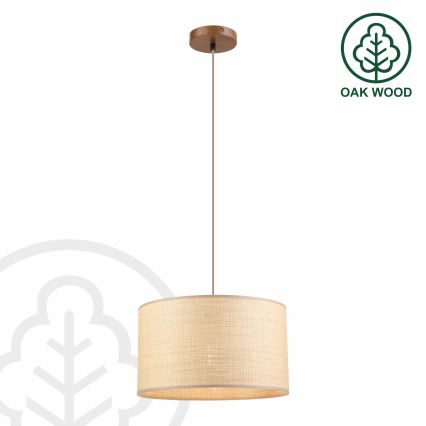 Hanglamp aan kabel AIDA 1x E27 / 15 W / 230 V Ø 35 cm eiken/raffia
