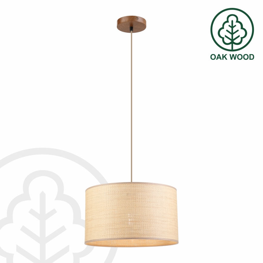Hanglamp aan kabel AIDA 1x E27 / 15 W / 230 V Ø 35 cm eiken/raffia