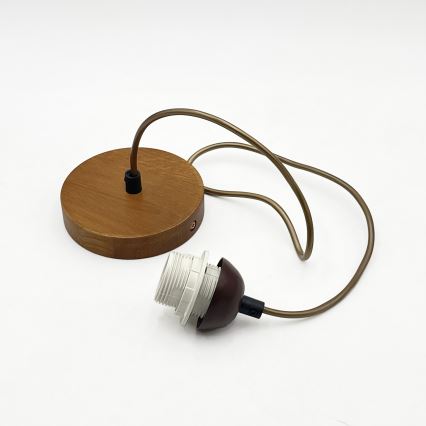 Hanglamp aan kabel AIDA 1x E27 / 15 W / 230 V Ø 35 cm eiken/raffia