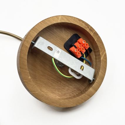 Hanglamp aan kabel AIDA 1x E27 / 15 W / 230 V Ø 35 cm eiken/raffia