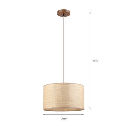 Hanglamp aan kabel AIDA 1x E27 / 15 W / 230 V Ø 35 cm eiken/raffia