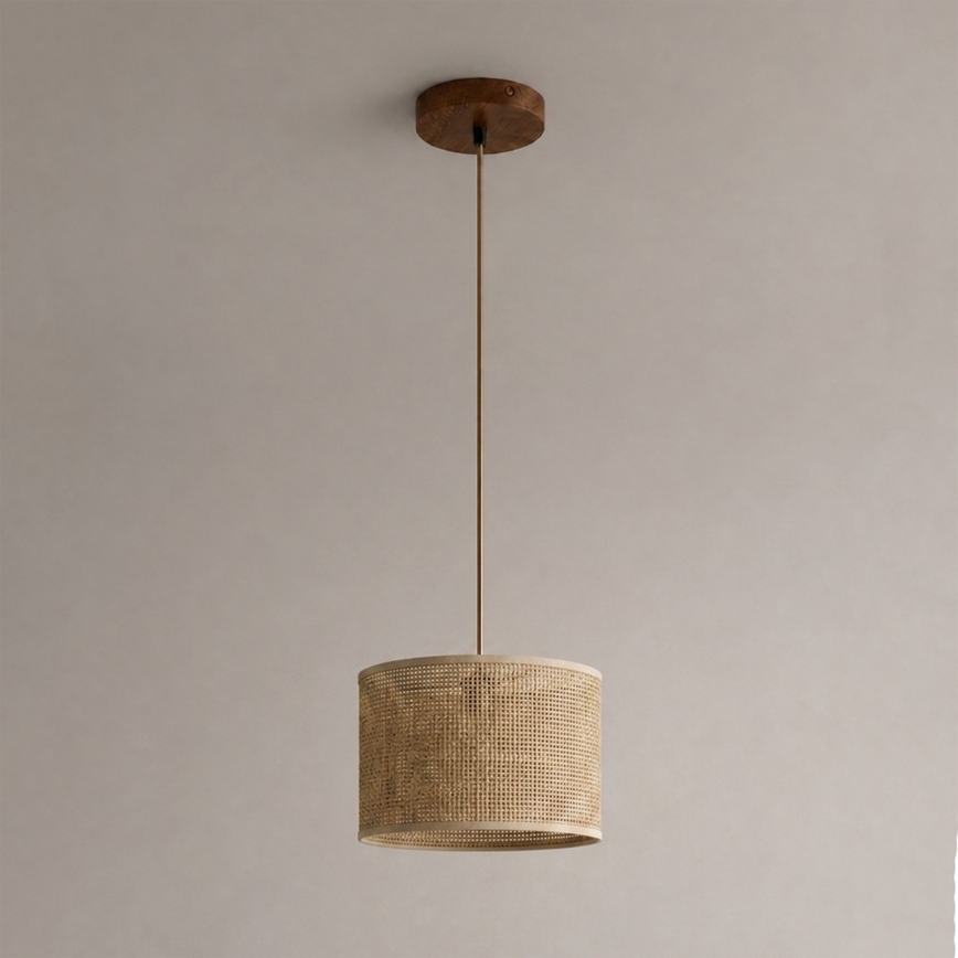 Hanglamp aan kabel AIDA 1x E27 (max. 15 W) 230 V Ø 25 cm eiken/raffia