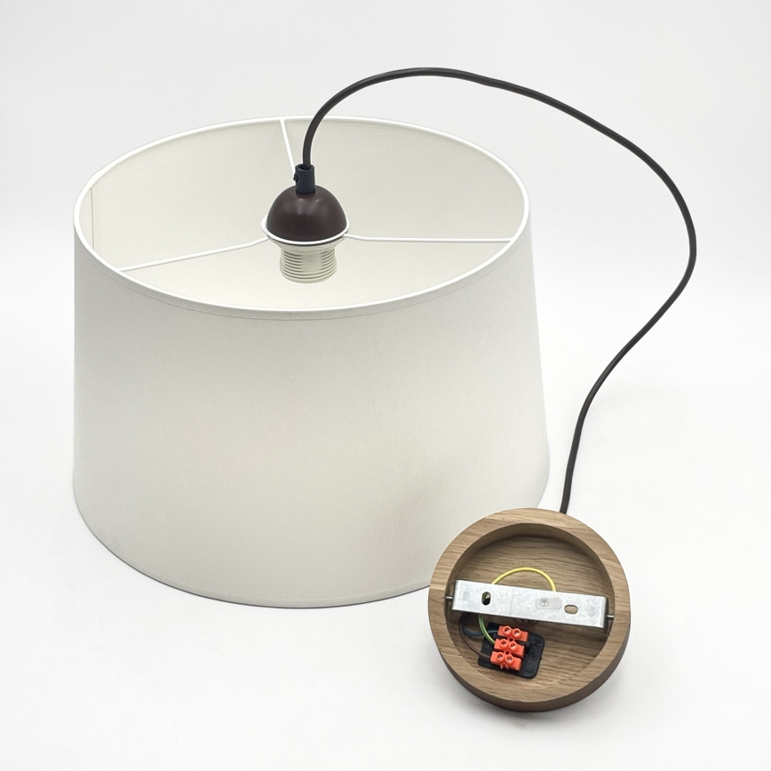 Hanglamp aan kabel AIDA 1xE27/60W/230V Ø 35 cm eiken/walnoot/wit