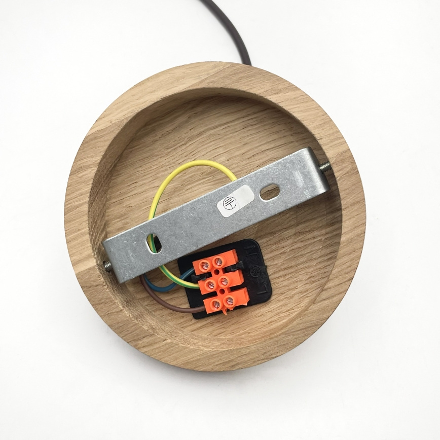 Hanglamp aan kabel AIDA 1xE27/60W/230V Ø 35 cm eiken/walnoot/wit