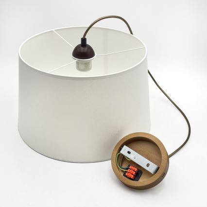 Hanglamp aan kabel AIDA 1xE27/60W/230V Ø35 cm eiken/bruin/wit