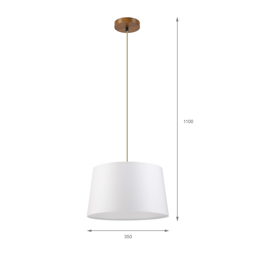 Hanglamp aan kabel AIDA 1xE27/60W/230V Ø35 cm eiken/bruin/wit