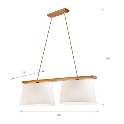 Hanglamp aan kabel AIDA 2xE27/60W/230V Ø 35 cm eiken