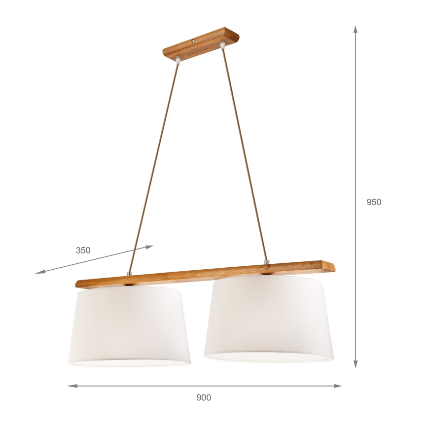 Hanglamp aan kabel AIDA 2xE27/60W/230V Ø 35 cm eiken