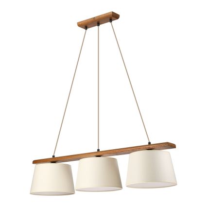 Hanglamp aan kabel AIDA 3xE27/15W/230V Ø 25 cm eik/crème