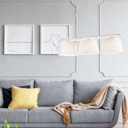 Hanglamp aan kabel AIDA 3xE27/60W/230V eik/wit