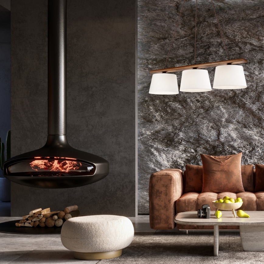 Hanglamp aan kabel AIDA 3xE27/60W/230V Ø 25 cm eik/walnoot