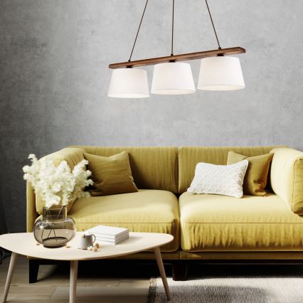 Hanglamp aan kabel AIDA 3xE27/60W/230V Ø 25 cm eik/walnoot