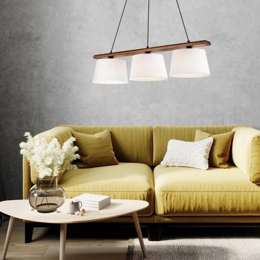 Hanglamp aan kabel AIDA 3xE27/60W/230V Ø 25 cm eik/walnoot