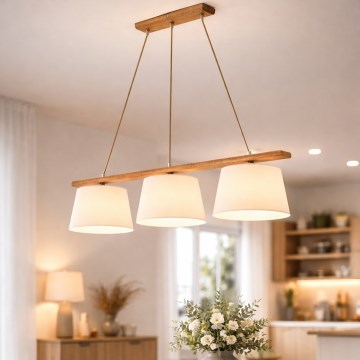 Hanglamp aan kabel AIDA 3xE27/60W/230V Ø 25 cm eiken
