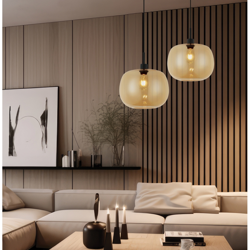 Hanglamp aan kabel ALAN 1xE27/40W/230V rookbeige/zwart