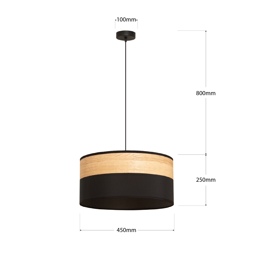 Hanglamp aan kabel ALBA 1xE27/15W/230V Ø 45 cm zwart/bruin