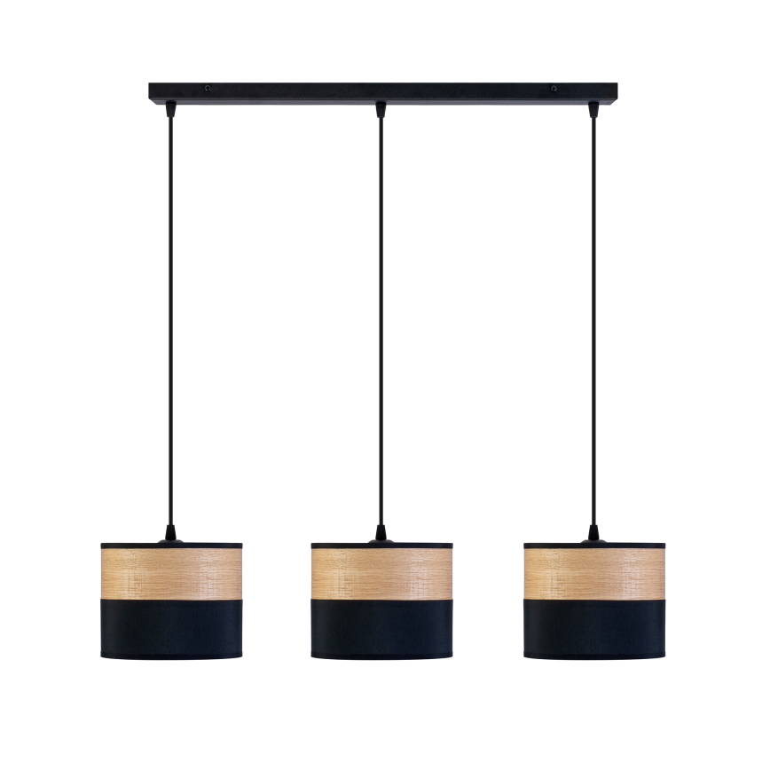 Hanglamp aan kabel ALBA 3xE27/15W/230V zwart/bruin