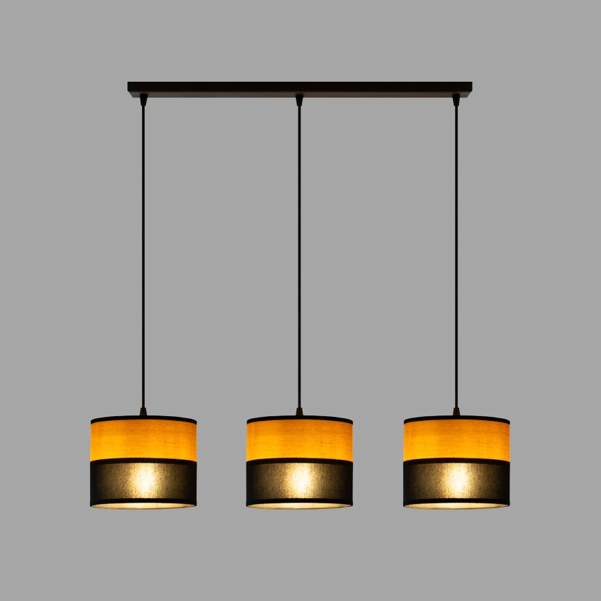 Hanglamp aan kabel ALBA 3xE27/15W/230V zwart/bruin