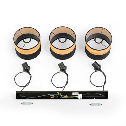 Hanglamp aan kabel ALBA 3xE27/15W/230V zwart/bruin