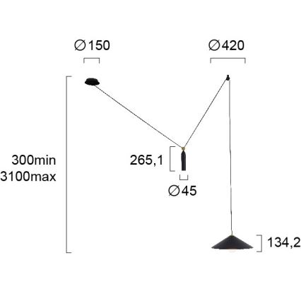Hanglamp aan kabel ALTO 1xE27/60W/230V zwart