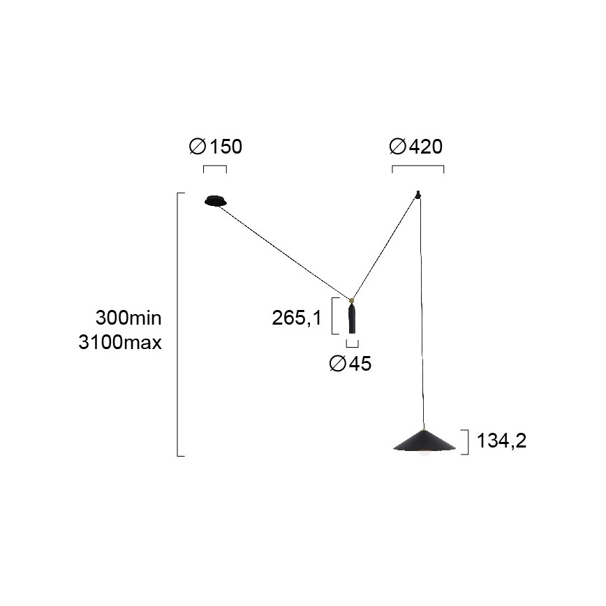 Hanglamp aan kabel ALTO 1xE27/60W/230V zwart