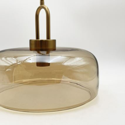 Hanglamp aan kabel AMAYA 1xE27/15W/230V goud/rookbeige