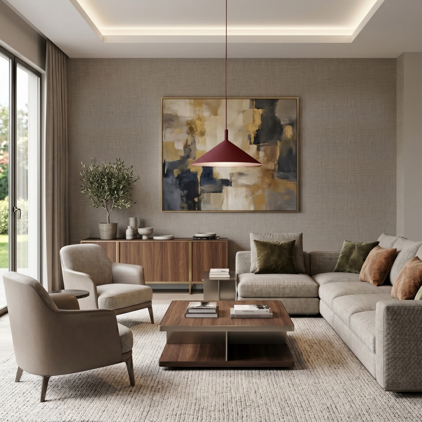 Hanglamp aan kabel ANEGA 1xGX53/15W/230V Ø 50 cm bordeaux