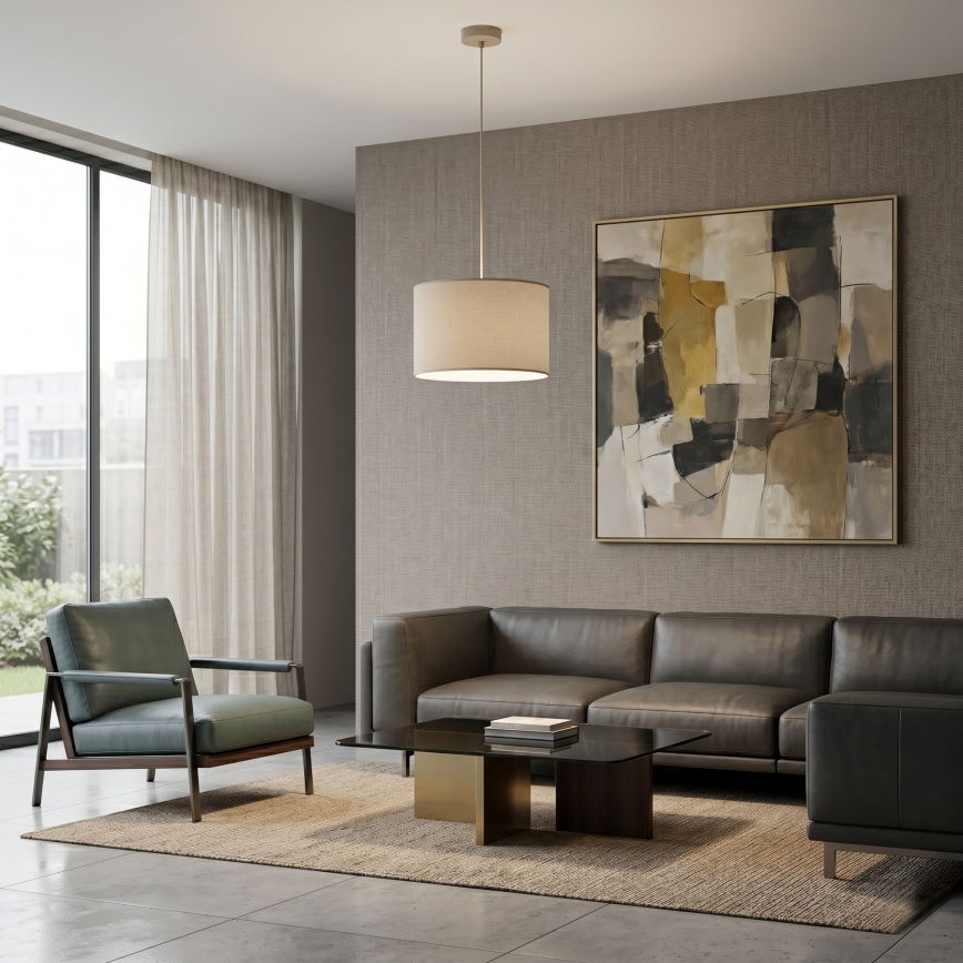 Hanglamp aan kabel ARDEN 1xE27/15W/230V Ø 25 cm beige