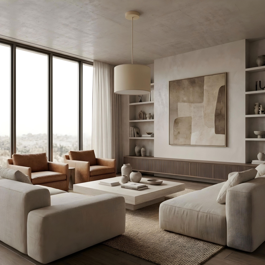 Hanglamp aan kabel ARDEN 1xE27/15W/230V Ø 25 cm beige