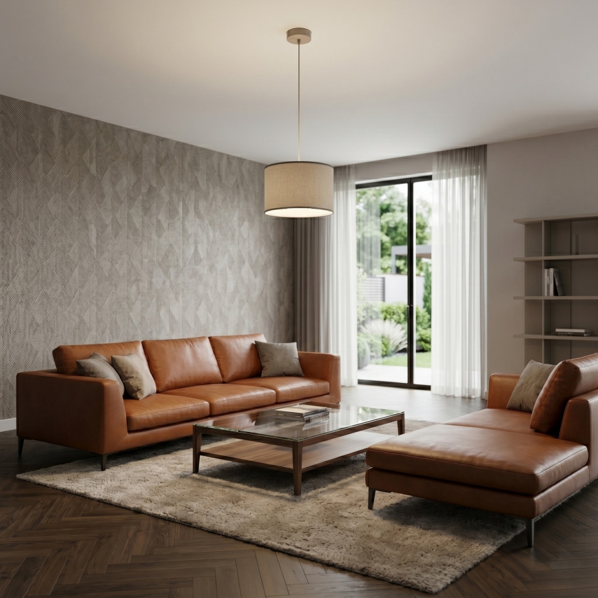 Hanglamp aan kabel ARDEN 1xE27/15W/230V Ø 40 cm beige